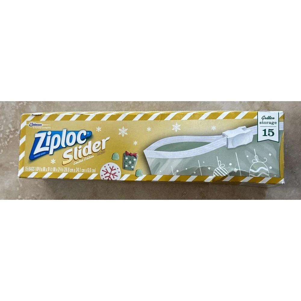 Ziploc Limited Edition HOLIDAY Designs Gallon Storage Slider Bags Christmas 15ct
